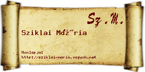 Sziklai Mária névjegykártya