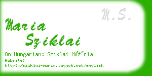 maria sziklai business card